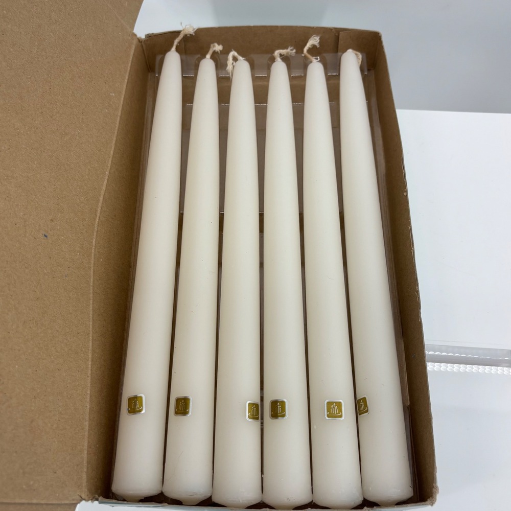 PartyLite Handipt 10 Inch Unscented White Taper Candles Set of 6 P0710‎ USA Made